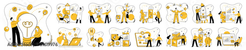 Cooperative work vector illustration. Cooperative work metaphorically paints corporate landscape with strokes success Success unfolds as professionals join forces, engaging in cooperative work process