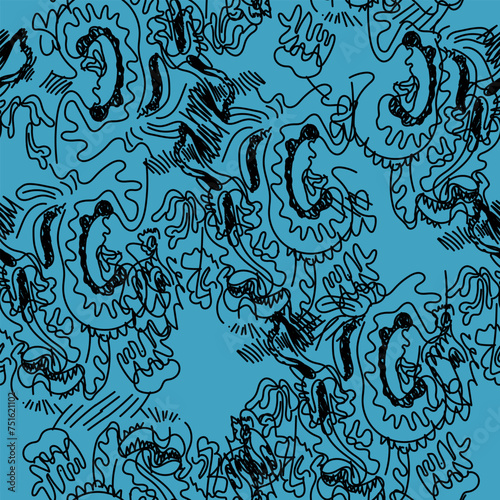 Seamless unique abstract vector artwork with colorful patterns