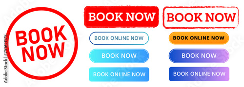 book now rectangle red stamp and button website modern online for order reserve