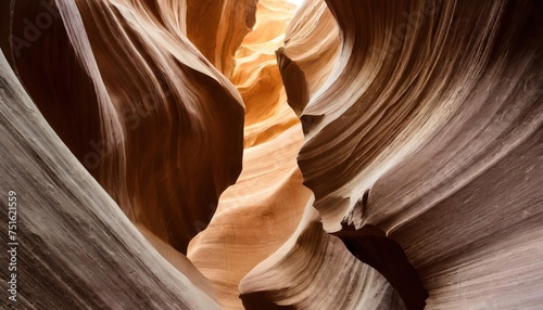 Antelope Canyon Warm Tones, Wave-Like Rock Walls, Upward Perspective 