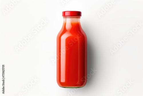 Bottle of fresh red tomato juice on a white background isolated © Marat