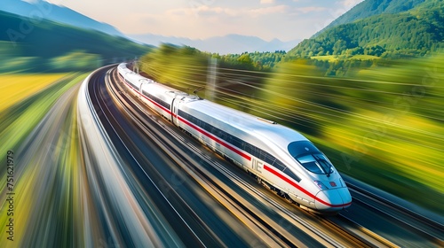 High Speed Train in Motion in Mountainous Nature A Technological Marvel
