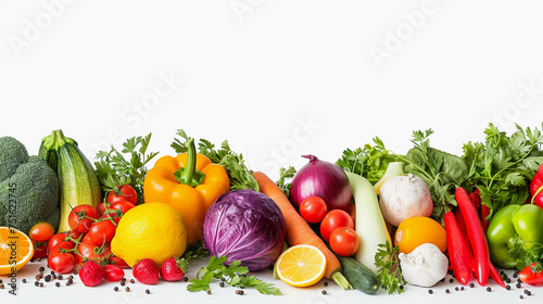 Cook frame with fresh vegetables on white background. Organic raw salad ingredients. Flat lay, copyspace, top view. background of healthy food delivery. has a white background with copy space.