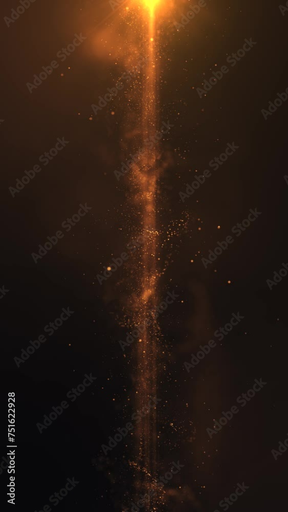 abstract background with particles, slow motion glowing particles on orange background, vertical animated backdrop, seamless 4k loop animation	