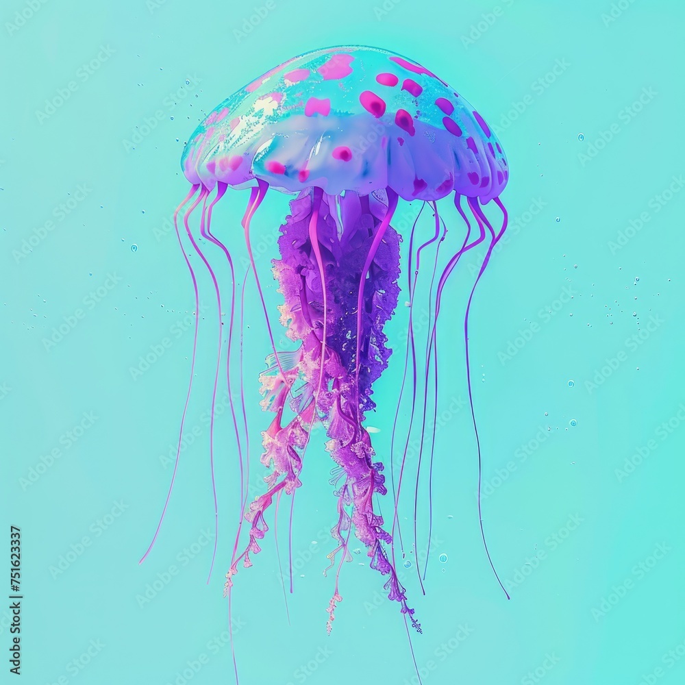 jellyfish with neon glow underwater. jellyfish with neon glow underwater.