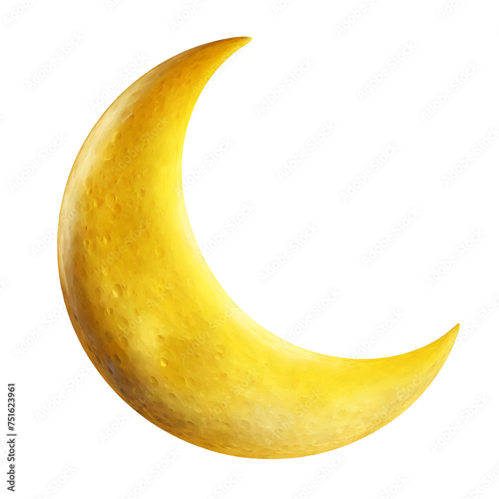 Luminous yellow crescent moon on a transparent background Luminous yellow crescent moon on a transparent background