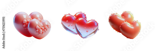 Set of Two little hearts, a symbol of couple for Valentine's Day, illustration, isolated over on transparent white background © Mithun