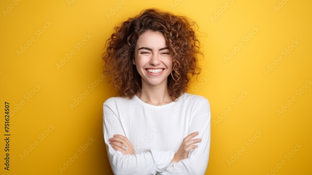 Obraz premium Portrait of an excited young woman celebrating success
