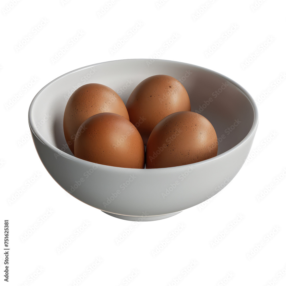 Brown eggs in bowl isolated on transparent background Brown eggs in bowl isolated on transparent background