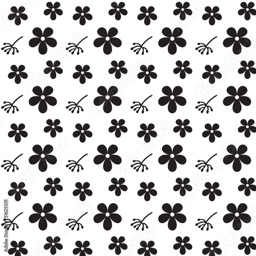 Seamless pattern with daisy flower, petals and branch on white background vector illustration. Daisy flower vector