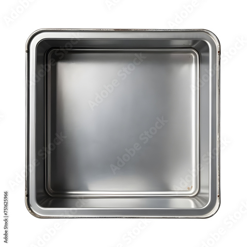 Empty metal box. Metal box without lid. Top view. AI image.
