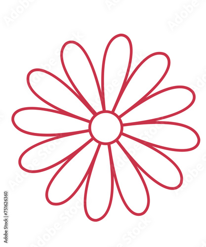 Flower clip art design on plain white transparent isolated background for card, shirt, hoodie, sweatshirt, apparel, tag, mug, icon, poster or badge