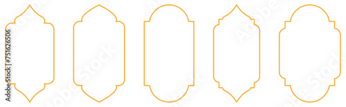 Set of gold Islamic door and window shapes. Vector illustration, EPS10