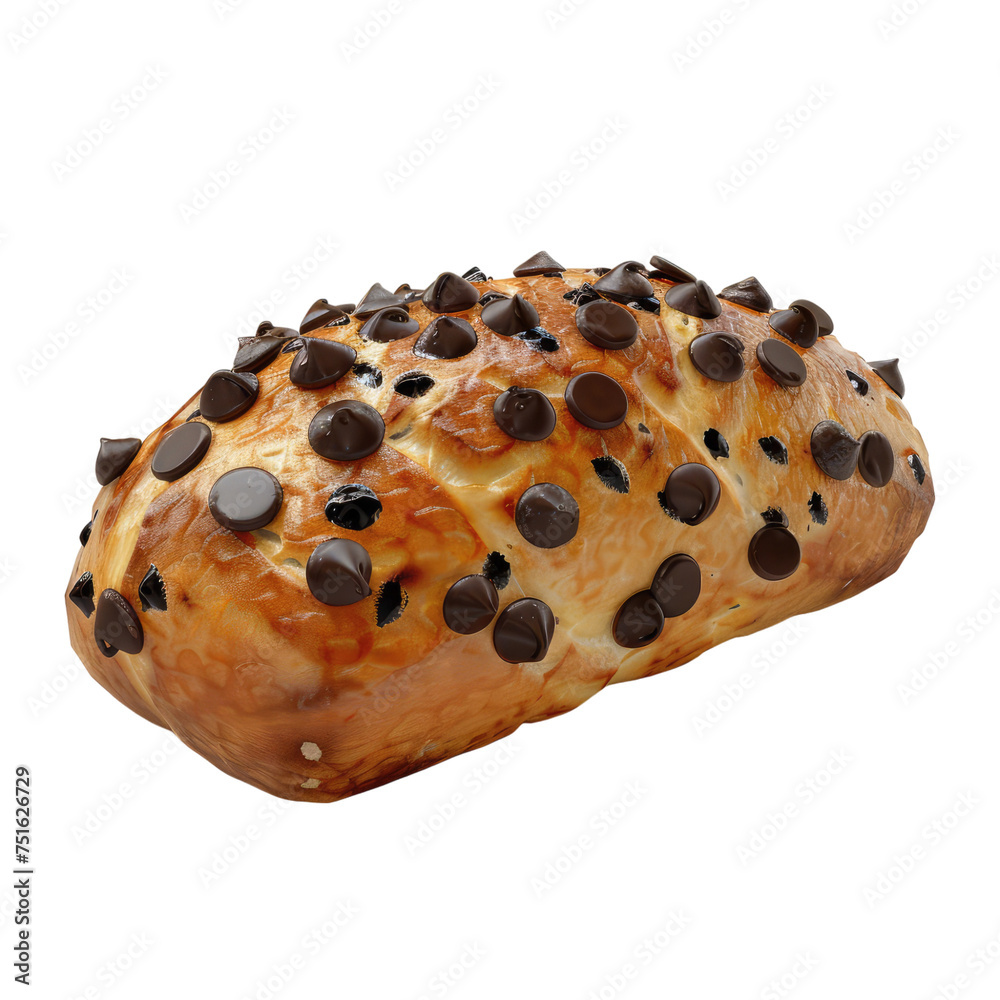 Fototapeta premium Chocolate chips bread isolated on transparent background 