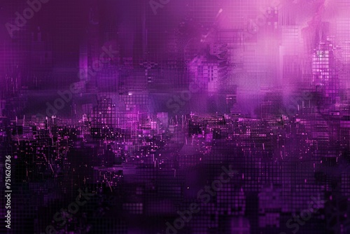 purple digital pixelation, a captivating technological texture background enlivened by dynamic pixel patterns, exuding a sense of modernity and futurism against the distant cityscape horizon