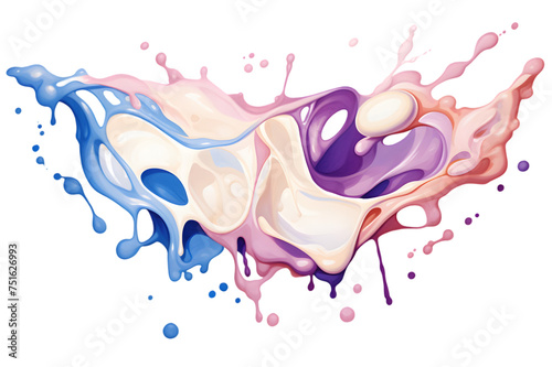 Creamy liquid watercolor colorful splash isolated on transparent background © Oksana