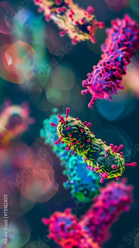Microscopic view of bacteria vibrant colors understanding infections