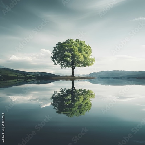 Mental health awareness serene landscape concept of peace and recovery