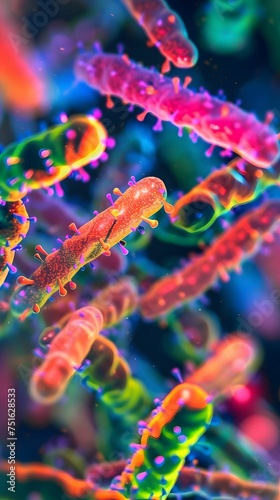 Microscopic view of bacteria vibrant colors understanding infections