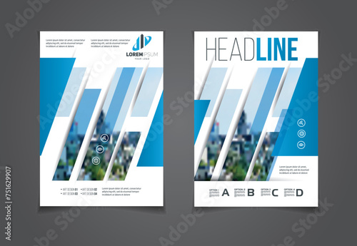 blue annual report brochure. Template flyer design. Presentation templates. Leaflet cover. Flat graphics template for presentation or book design. Cover templates. layout A4 size Vector illustration 