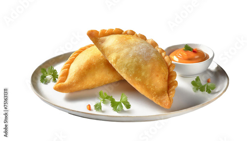 Fried empanadas isolated on transparent background.