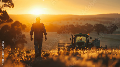 Early Riser, Farmer Walking to Tractor