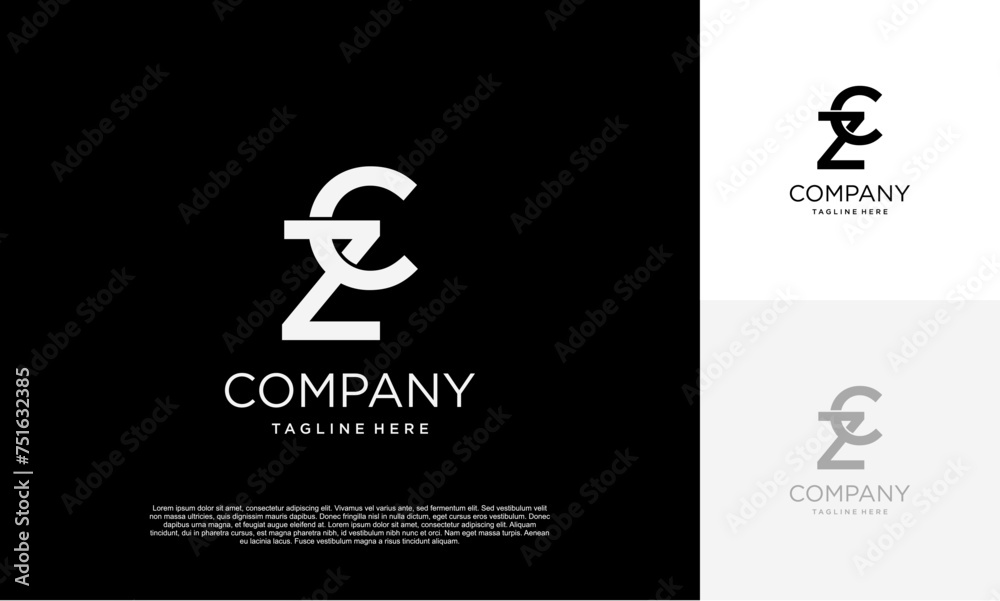 ZC or CZ initial letter logo vector design - obrazy, fototapety, plakaty 