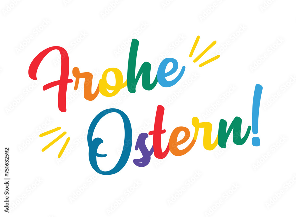 Hand sketched lettering quote Frohe Ostern, Happy Easter in German. Isolated on white background.  vector
