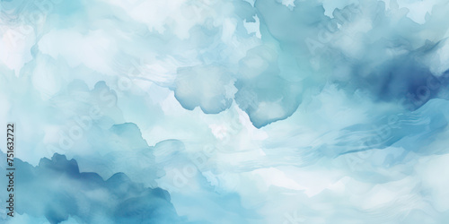 Blue Abstract Watercolor Texture: Light and Air in White, a Beautiful Summer Day in the Sky