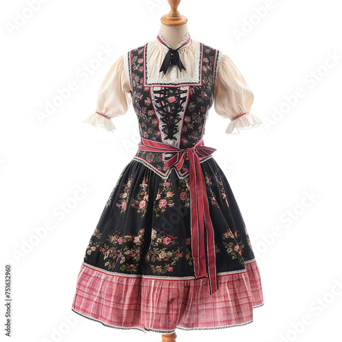 Trachten dirndl displayed on mannequin, transparent background, isolated image, generative AI