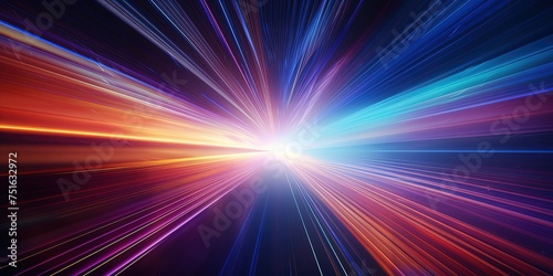 Light speed  hyperspace  space warp background. colorful streaks of light gathering towards the event horizon.