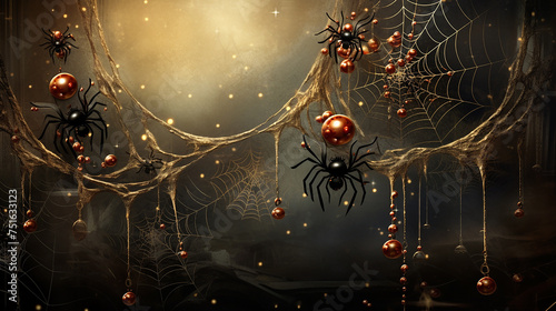halloween background with web and moon