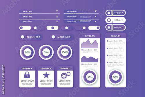 Free vector flat minimal UI kit template design