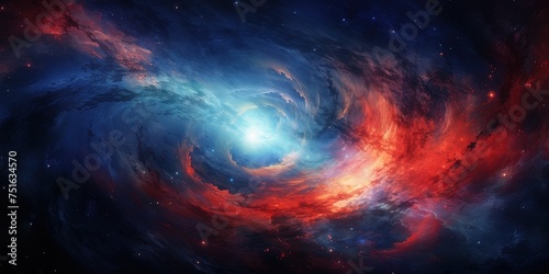 Bright and colorful digital art portraying a whirling galaxy full of dynamic energy © Павел Озарчук