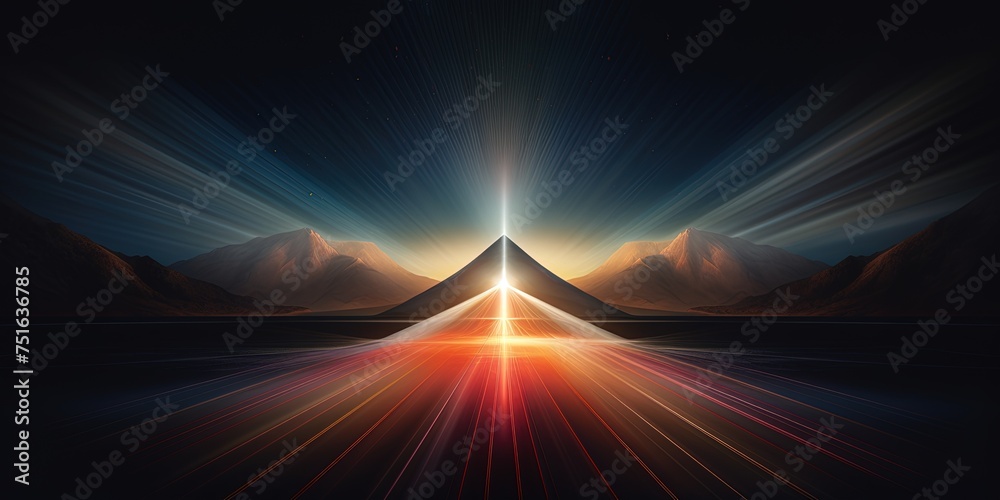 Abstract concentrated light rays in a single bright peak - obrazy, fototapety, plakaty 