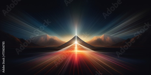Abstract concentrated light rays in a single bright peak photo
