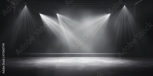 Artistic performances stage light background with spotlight illuminated the stage for contemporary dance. Empty stage with monochromatic colors and lighting design photo