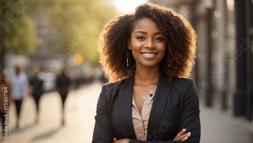 Happy handsome smiling professional black business woman