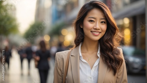 Happy handsome smiling professional asian business woman