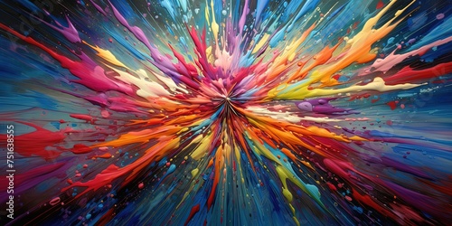 Dynamic explosion of vibrant colors depicting an energetic and artistic burst of hues