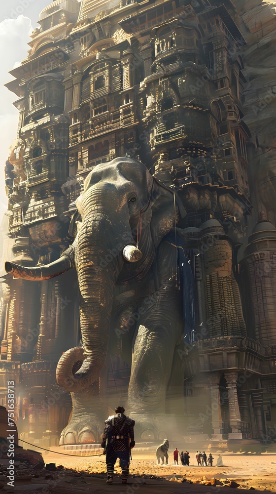 The Elephant Building last stronghold of the earths memory where the ancient wisdom of giants is stored guarded by those who remember - obrazy, fototapety, plakaty 