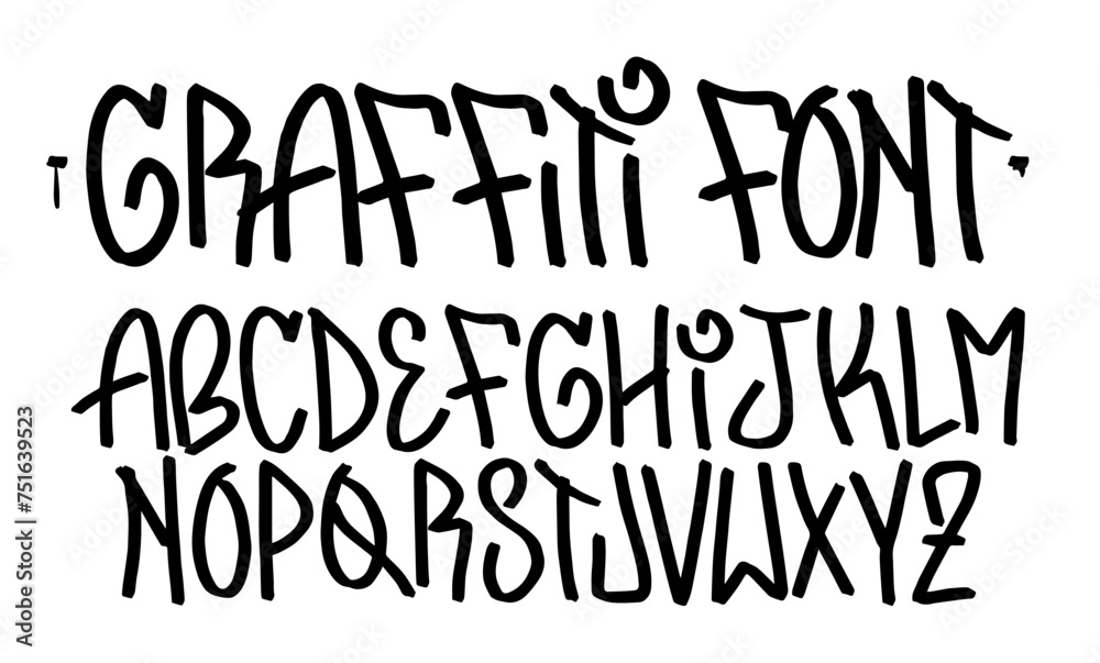 Graffiti vector font. Graffiti vector font.