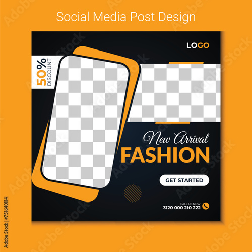 Fashion sale social media post template and trendy gradient colors, poster, flyer, brochure in vector EPS 10.