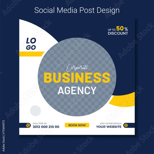 Creative modern social media poster design for online business promotion. Professional business social media post design and marketing agency web banner vector template.
