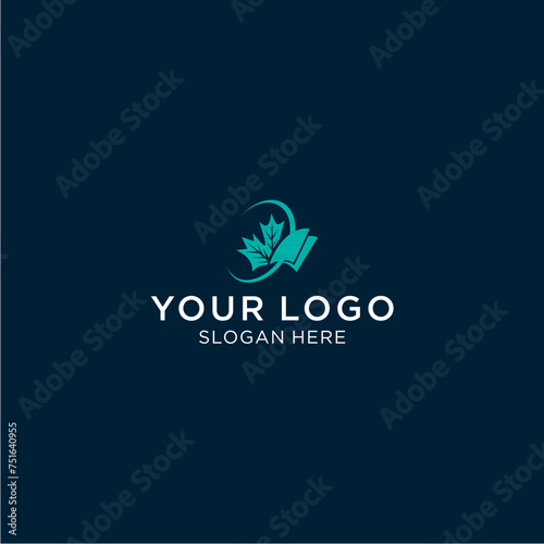 book and flower design logo