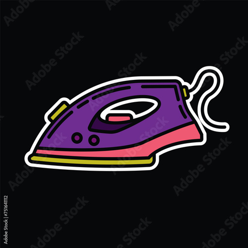 Original vector illustration. A contour icon. An element of household appliances for smoothing wrinkles and wrinkles on clothes. The iron is electric. A design element.