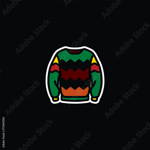 Original vector illustration. The icon of a warm knitted sweater with a pattern.