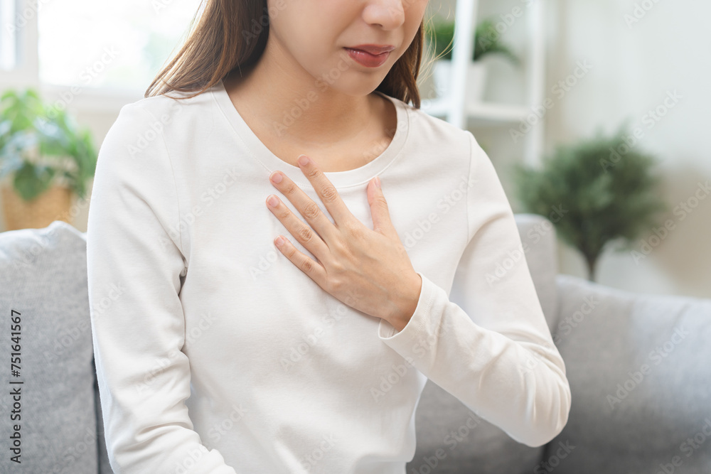 Acid reflux disease, suffer asian young woman have symptom