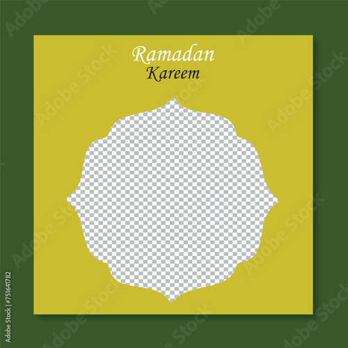 Free Ramadan Kareem social banner template with crescent and Islamic lanterns