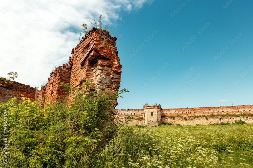 View of the ruins of the Old Village Castle in Stary Selo. Lviv region. Ukraine